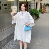 减龄立体花朵刺绣白色连衣裙女夏2025新款小个子爆款独特漂亮裙子，女装连衣裙，浙宝306