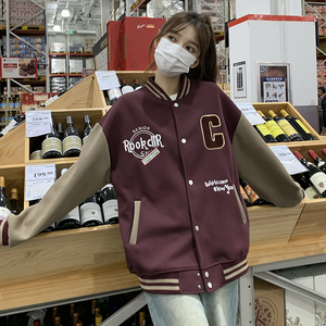 现货-24春新款-美式复古棒球服撞色休闲短款306-24010-P135-K188图片