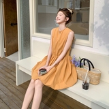 橘色高级感无袖背心连衣裙女2025夏季新款温柔风甜美减龄花苞短裙，女装连衣裙，浙宝306
