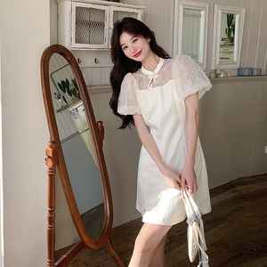 2024夏新中式蕾丝网纱拼接烫钻改良旗袍裙306-24045-p115-k175图片