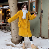 -跑量姜黄色显白环保皮草长款外套送包包306-QD108-P185-K288，女装皮草，浙宝306