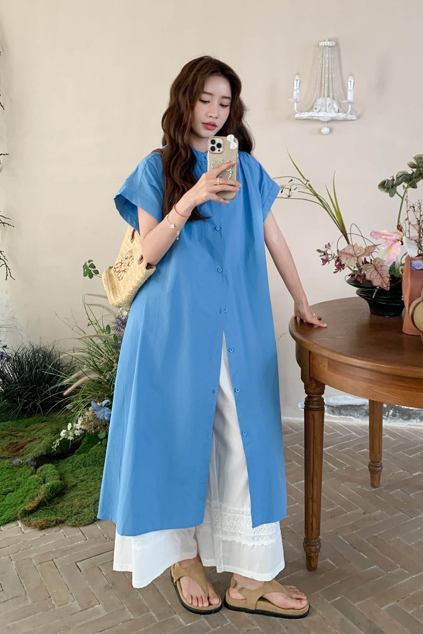 甜美衬衫连衣裙花边阔腿裤套装女夏2025新款超火两件套清纯系穿搭，女装套装/套裙，浙宝290（原306）