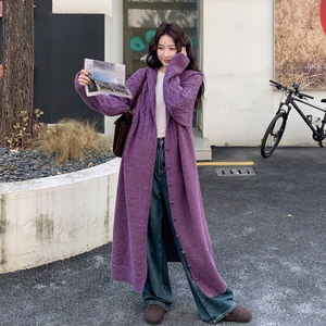现货-紫色长款毛衣外套306-AW119-p155-k238图片