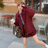 复古红外套百褶裙两件套女2025春季新款韩版学院风减龄搭配一整套，女装套装/套裙，浙宝306