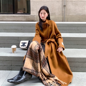 现货-气质高级南瓜色双面呢大衣306-AW132-p295-k448图片