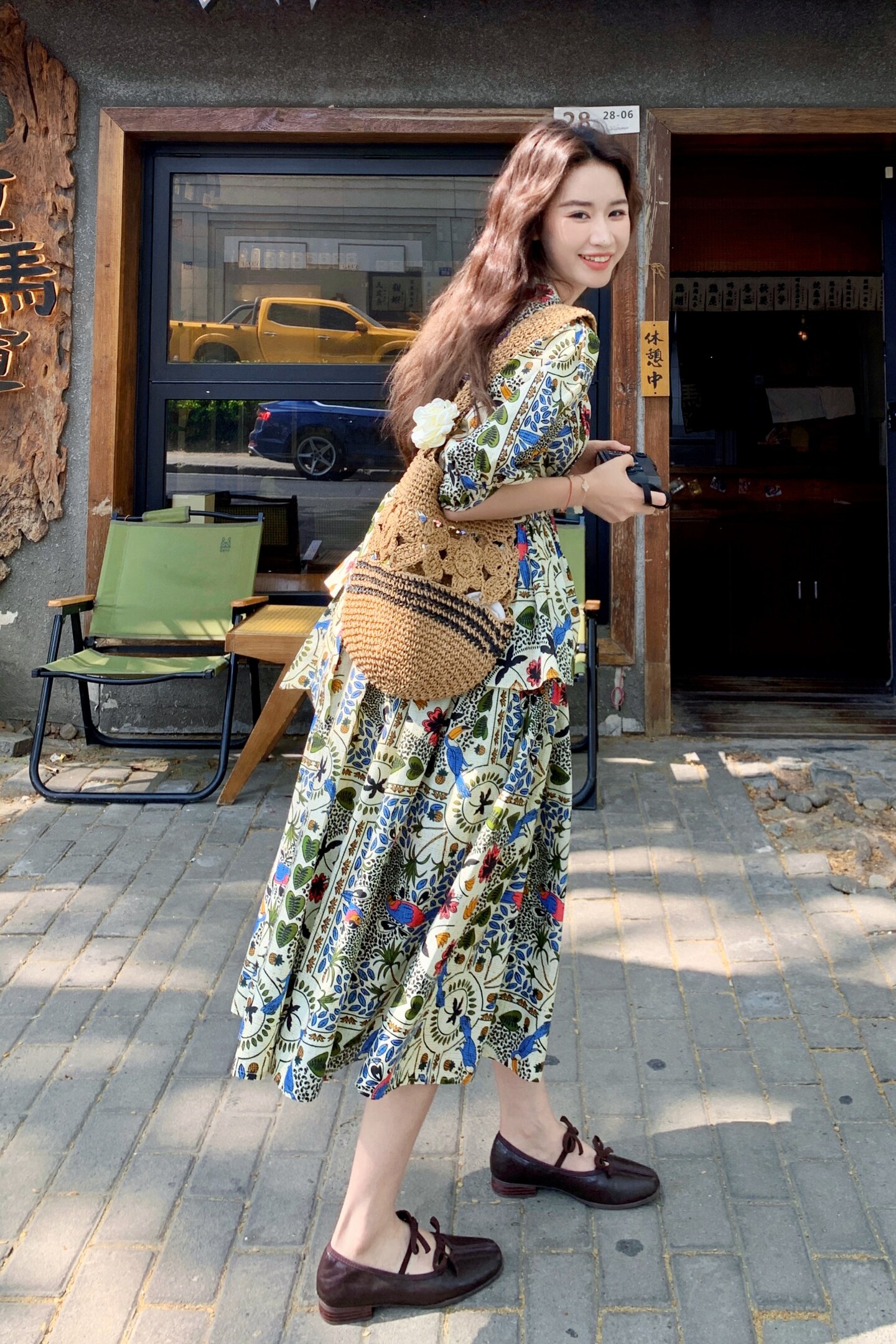 波西米亚印花泡泡袖上衣套装女夏新款温柔风别致森系半身裙两件套，女装套装/套裙，浙宝290（原306）