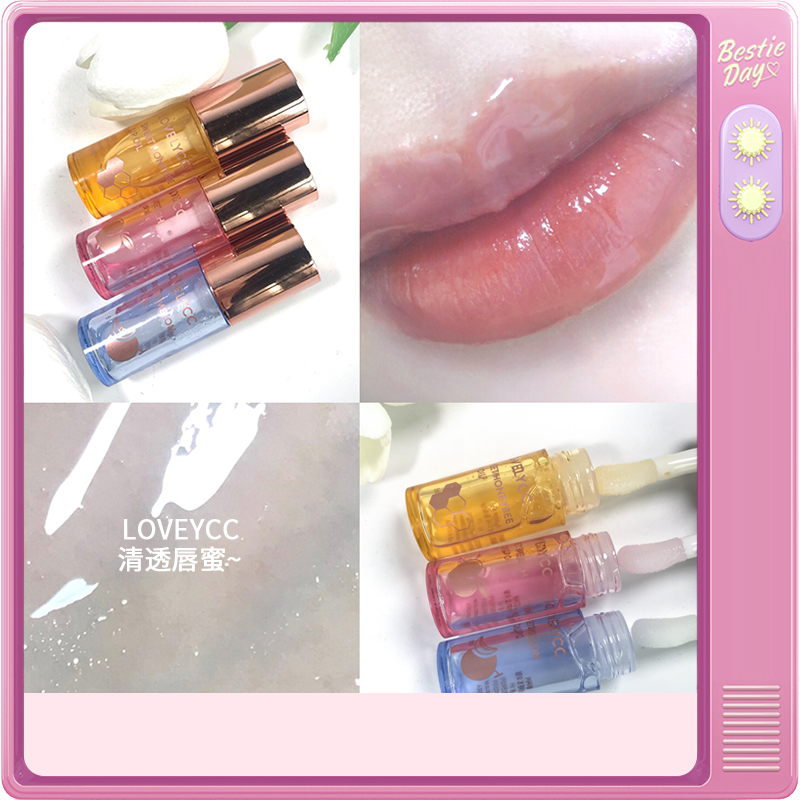 全网新品！lovelycc透明水光唇蜜女滋润保湿唇釉嘟嘟唇奶冻唇油