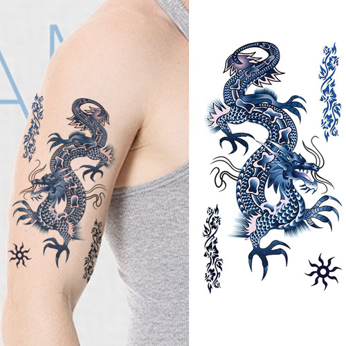 青龙苍龙纹身贴纸防水男女款持久胸背龙图腾苏州艺龙花臂刺青贴 - 封面