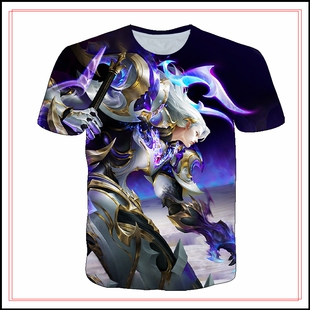 王者荣耀凯银白咏叹调衣服3D印花男女装短袖T恤春夏青年儿童上衣