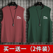 背心宽肩无袖 汗衫 健身运动夏季 纯棉男士 冰丝透气打底衫 坎肩T恤男