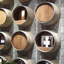 Oak wine barrel wine cellar wall bar custom decoration half barrel wall hanging Hotel wine oak barrel custom