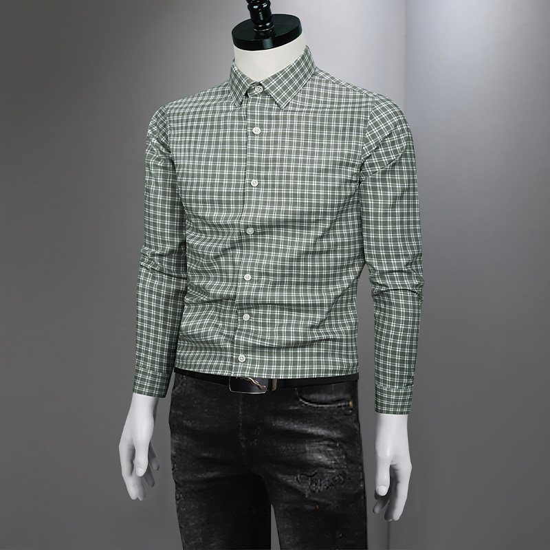 格子衬衫男士纯棉长袖