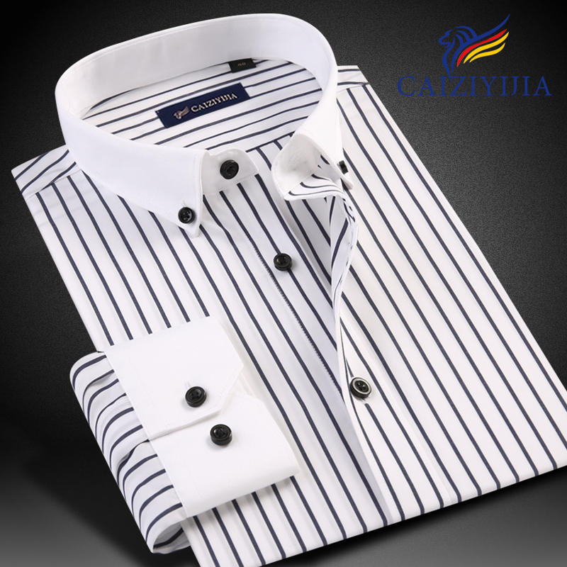 秋季正装条纹衬衫男士长袖高级感潮流纯棉免烫寸休闲白领高端衬衣