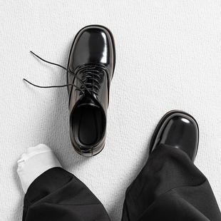 Cleanfit德比鞋男款方头皮鞋黑色公务鞋商务正装英伦休闲乐福鞋男