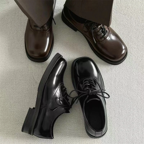 Cleanfit德比鞋男款方头皮鞋黑色公务鞋商务正装英伦休闲乐福鞋男