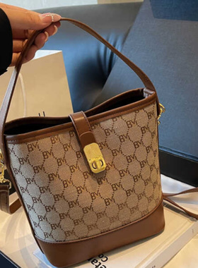 Clean Knоck包包女2026新款老花时尚水桶包百搭单肩包手提斜挎包