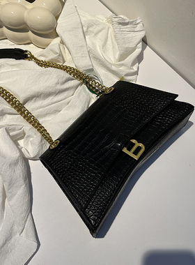 Clean Knоck包包女2026新款女包鳄鱼纹沙漏包质感链条单肩斜挎包