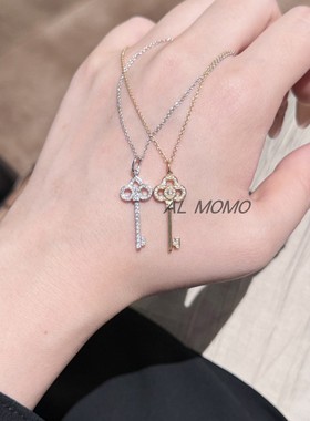 纯银皇冠钥匙项链女玫瑰金心冠