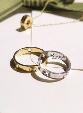 星星镂空戒指女镀18K不掉色