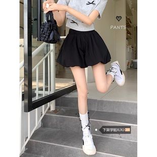 巨显瘦短裙蓬蓬灯笼裤 白色花苞短裤 高腰休闲阔腿裤 女夏季 薄款