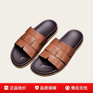 日本品牌LP男士一字拖鞋休闲透气沙滩凉拖鞋时尚平底牛皮个性拖鞋