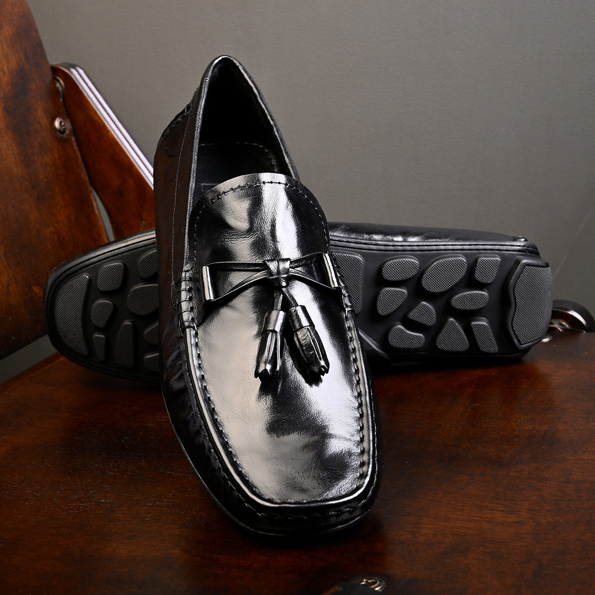 日本代购LP男士软皮商务皮鞋真皮时尚豆豆鞋一脚蹬舒适透气乐福鞋,流行男鞋,单鞋,淘宝优惠券,粉丝福利购,淘宝优惠卷