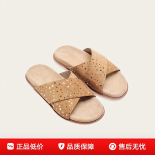 日本品牌LP老钱风牛反绒炫酷星星休闲真皮凉拖鞋男士牛皮时尚拖鞋