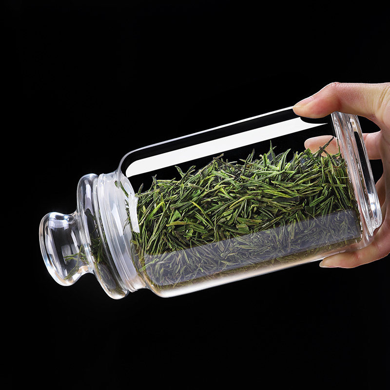 乐美雅家用带盖玻璃茶叶罐玻璃瓶透明杂粮密封罐花茶罐储物罐瓶子