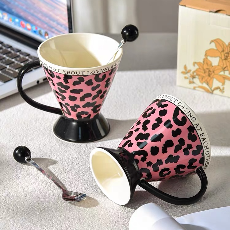 中古风喇叭马克杯高颜值陶瓷杯小众豹纹咖啡杯送闺蜜杯子生日礼物,餐饮具,马克杯,淘宝优惠券,粉丝福利购,淘宝优惠卷