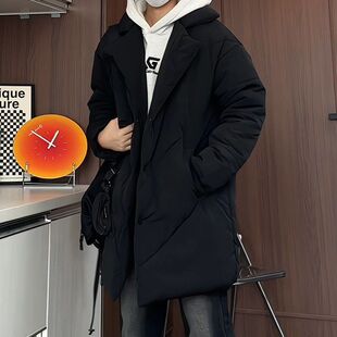 加厚保暖派克棉服男秋冬中长款过膝棉大衣高级感潮流ins西装风衣