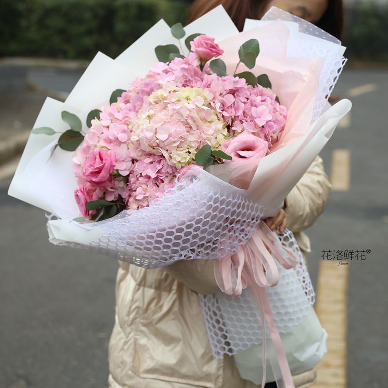 洋桔梗鲜花绣球韩式款同城速递女友闺蜜生日祝福合肥花店送花上门