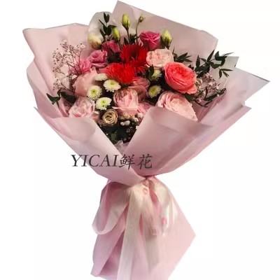 武汉鲜花同城速递百合玫瑰生日洋桔梗向日葵送女友情人节韩式花束