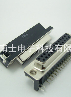 AMP安普 DR25母头 DB25孔并口接头 1734350-1 90度弯脚插板焊板式