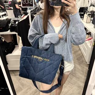 COCO美国代购 Lagerfeld老佛爷字母背袋牛仔托特包 Karl