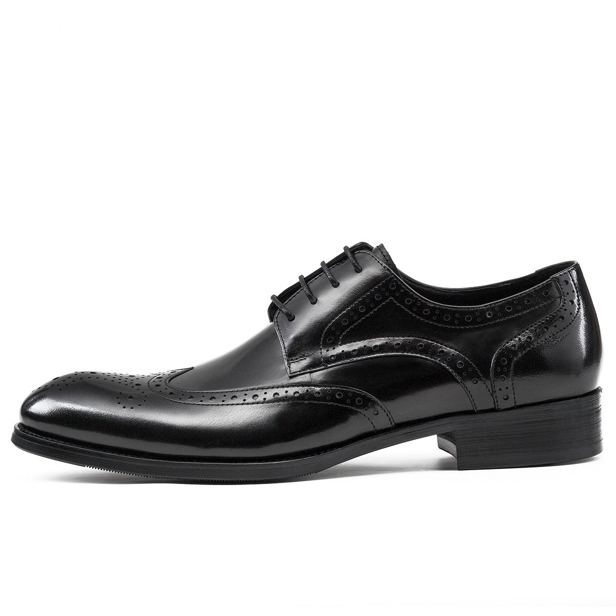 BROGUE LEATHER SHOES MENS CARVED BRITISH BUSINESS FORMAL WEAR WEDDING GROOM SHOES POINTED TOE LEATHER MENS SHOES HIGH-QUALITY BROWN