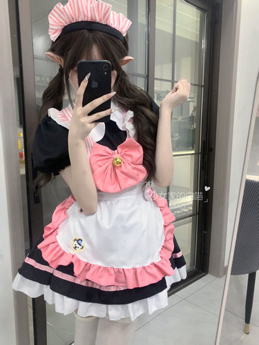 可爱咖啡店女仆装洛丽塔连衣裙