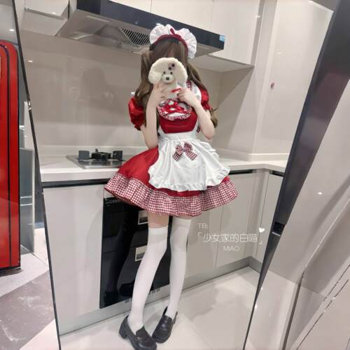 圣诞女仆装可爱狗短连衣裙