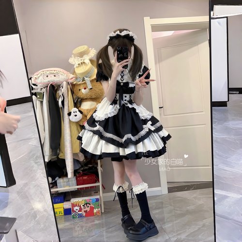 日常可拆卸长袖女仆装公主裙重工