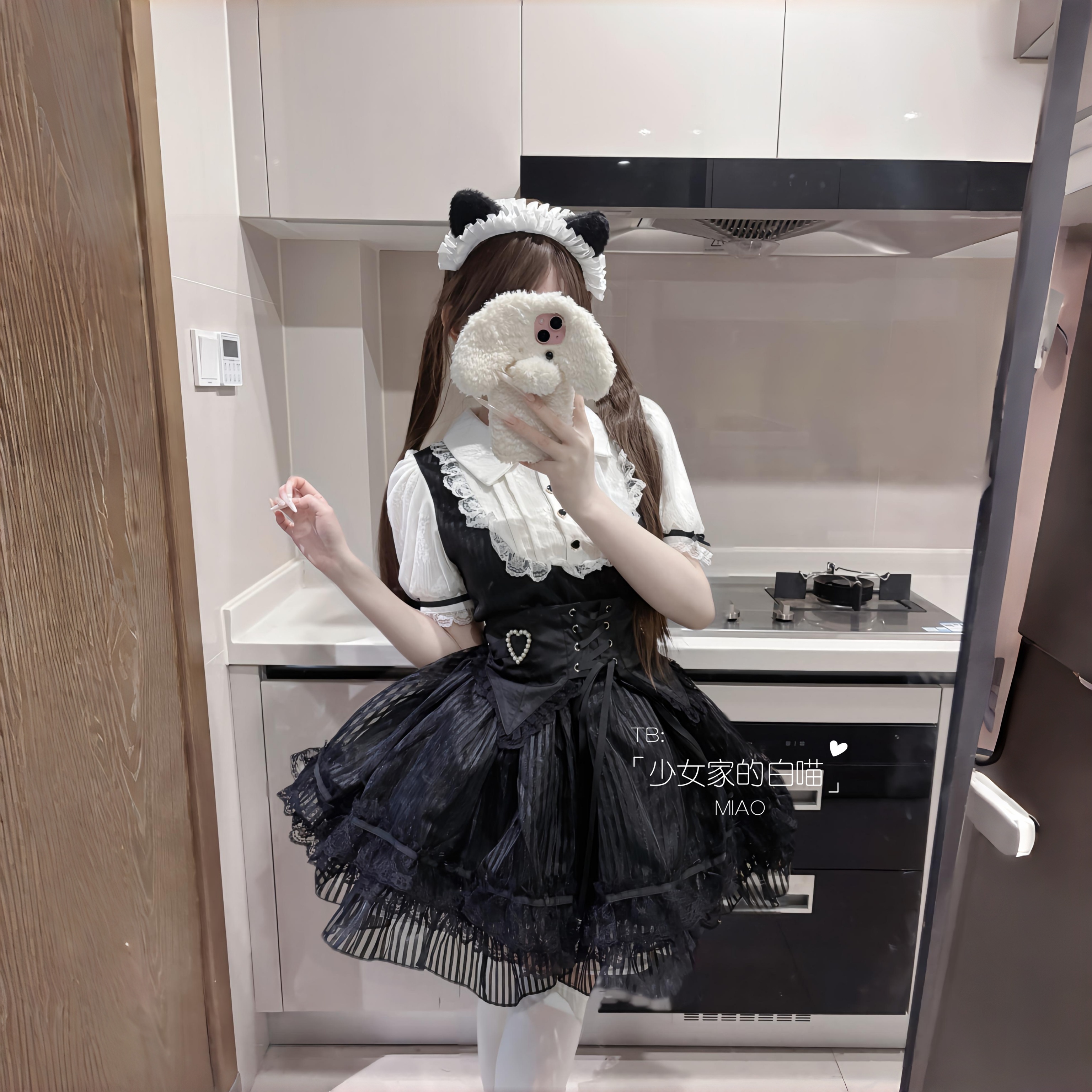 MIAO：日系暗黑哥特风女仆装黑白可爱甜美猫咪蓬蓬裙lolita连衣裙