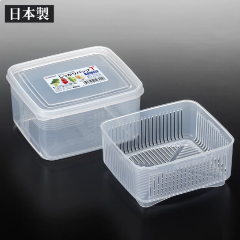 日本进口豆腐保鲜盒干货干料海参泡发冰箱冷冻透明密封沥水收纳盒