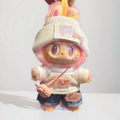 仅衣服适用前方高能忠诚labubu娃衣套装17cm拉布布一二三代服饰潮