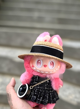 仅售娃衣适用一二三代labubu衣服蓝裙17cm拉布布娃衣眼巴巴背带裙