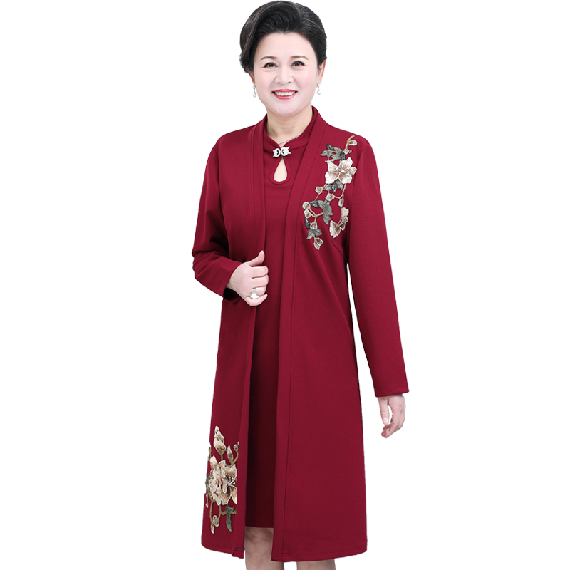 中老年喜婆婆结婚宴装女裙子高贵加肥大码胖妈妈春季连衣裙两件套