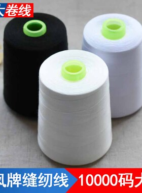 天凤40s/2缝纫机线家用大卷工业缝衣服线宝塔线白黑色细线锁边线