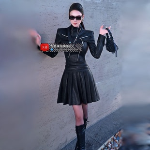 型色缤纷秋季设计感小众连衣裙2025新款欧美街头朋克风气质收腰裙