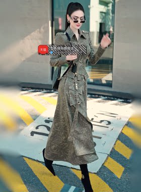 春季帅气提花套装裙2026新款不规则上衣收腰高腰A摆长裙两件套