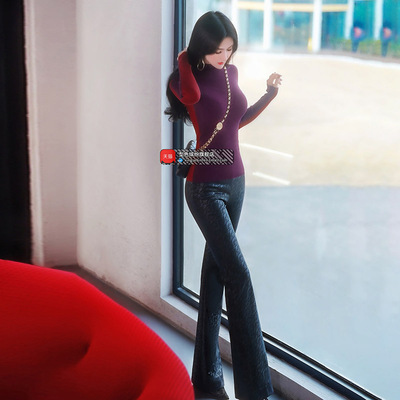 套头双色两穿针织上衣