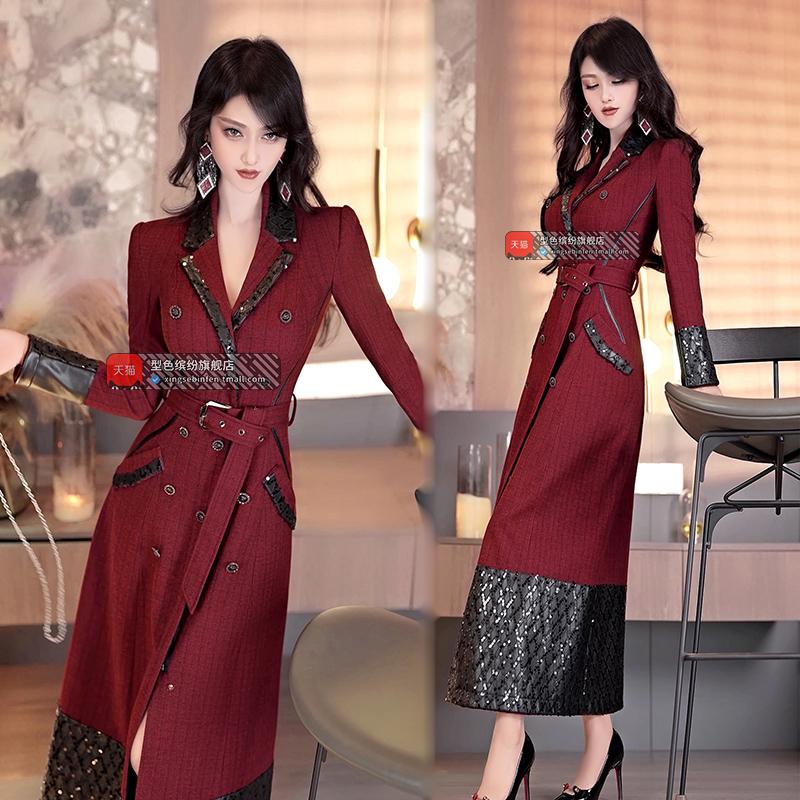 欧美中长款2024新款风衣外套