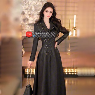 早春欧美帅气修身收腰风衣女2026新款酷飒气质减龄中长款外套