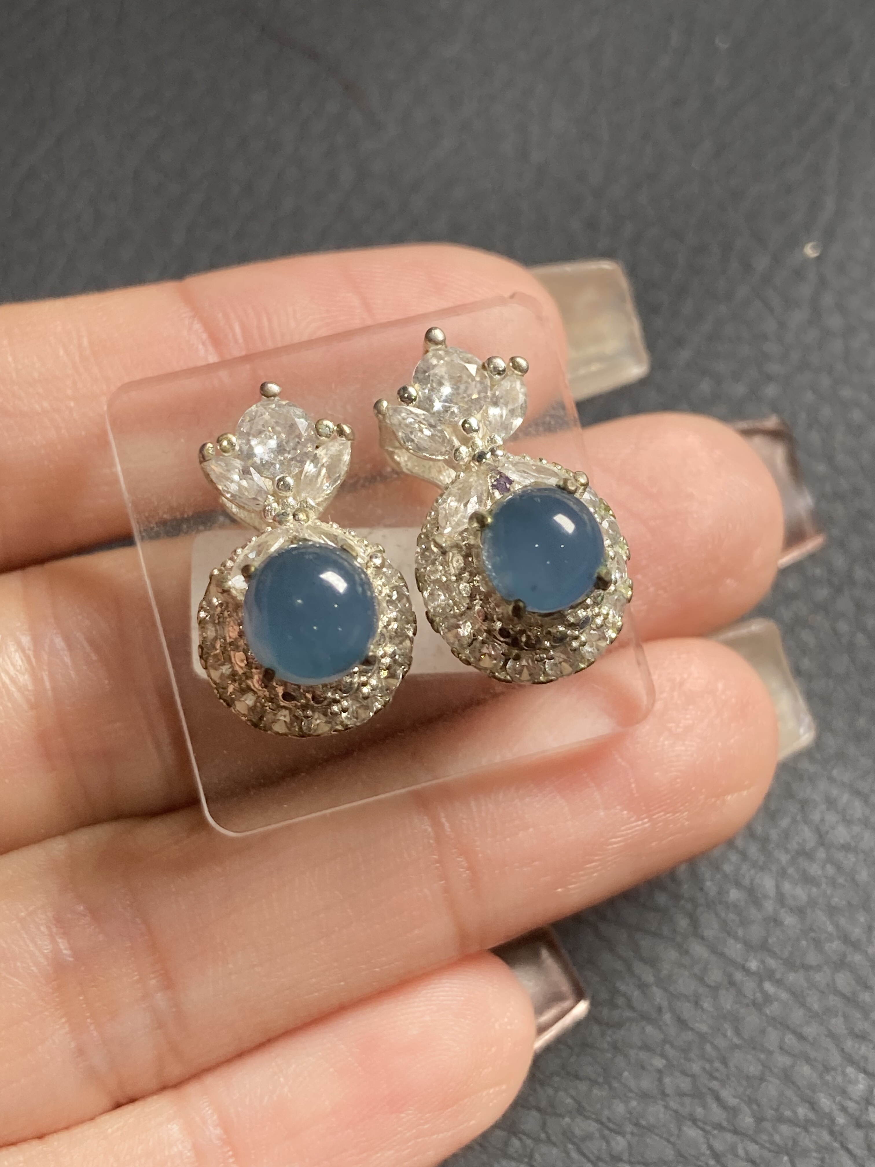 天然缅甸翡翠A货牛仔蓝宝石蓝蛋面